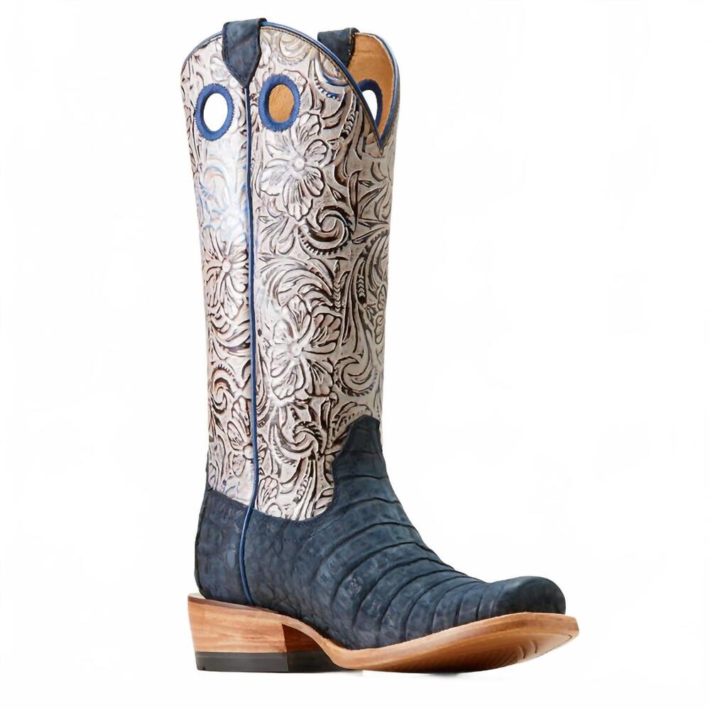 NEW ARIAT women's futurity boon suede caimen western boot in blue